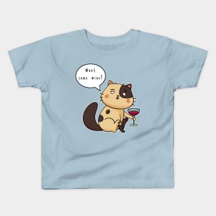 Cat with wine Kids T-Shirt